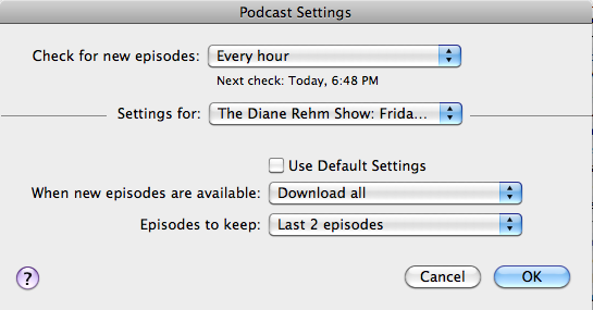 Podcast Settings