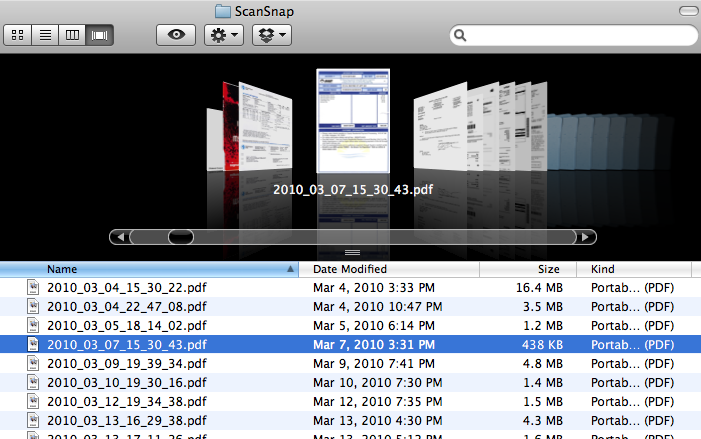 ScanSnap files in Cover Flow